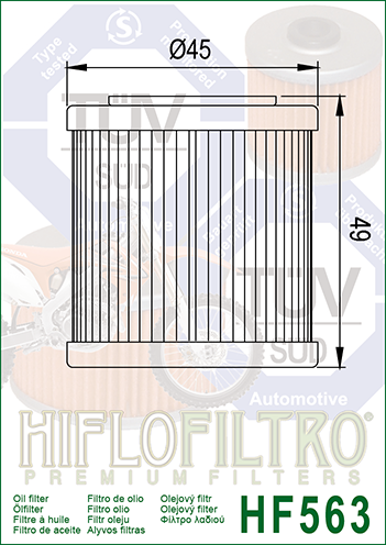 HIFLO HF563 Oil Filter Aprilia - Derbi - Husqvarna (Full Model Range In Listing)